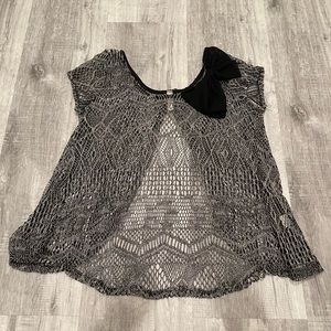 Black and gray mesh top
